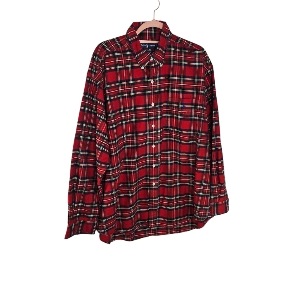 Ralph Lauren Polo Pony red plaid long sleeve button up shirt